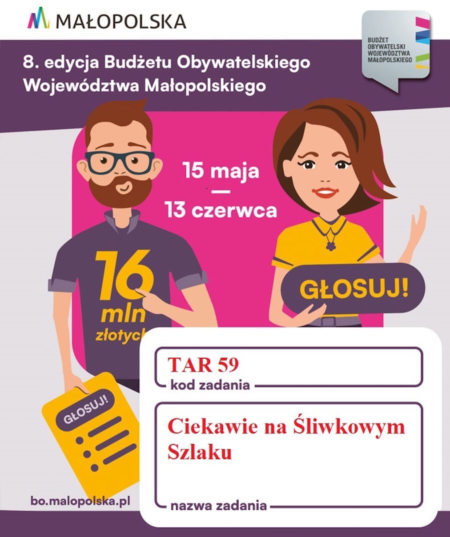 GŁOSUJ NA ŚLIWKOWY SZLAK W BUDŻECIE OBYWATELSKIM WOJEWÓDZTWA MAŁOPOLSKIEGO !